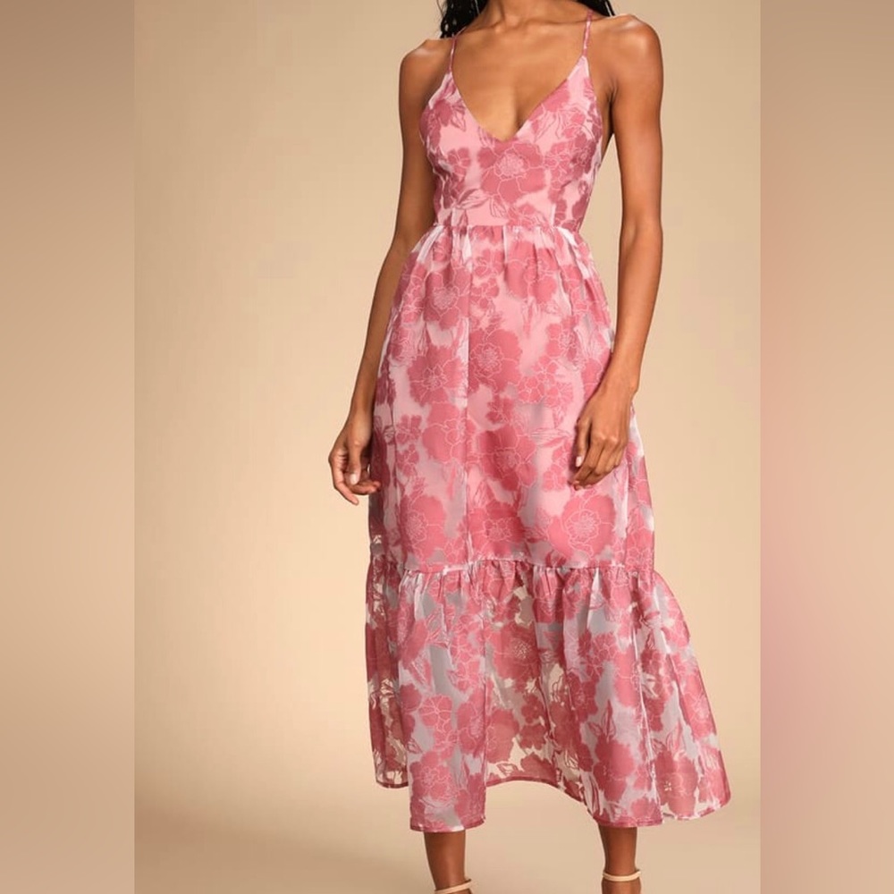 Rose lace up midi dress